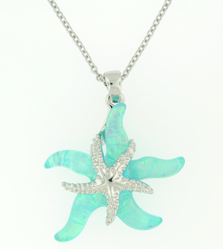 light blue starfish necklace
