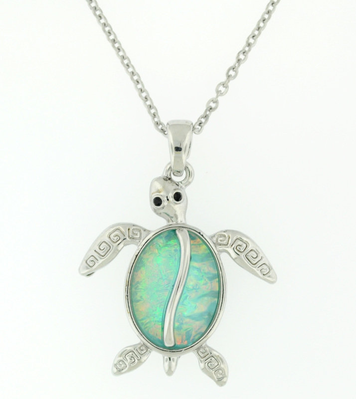 blue/green sea turtle necklace