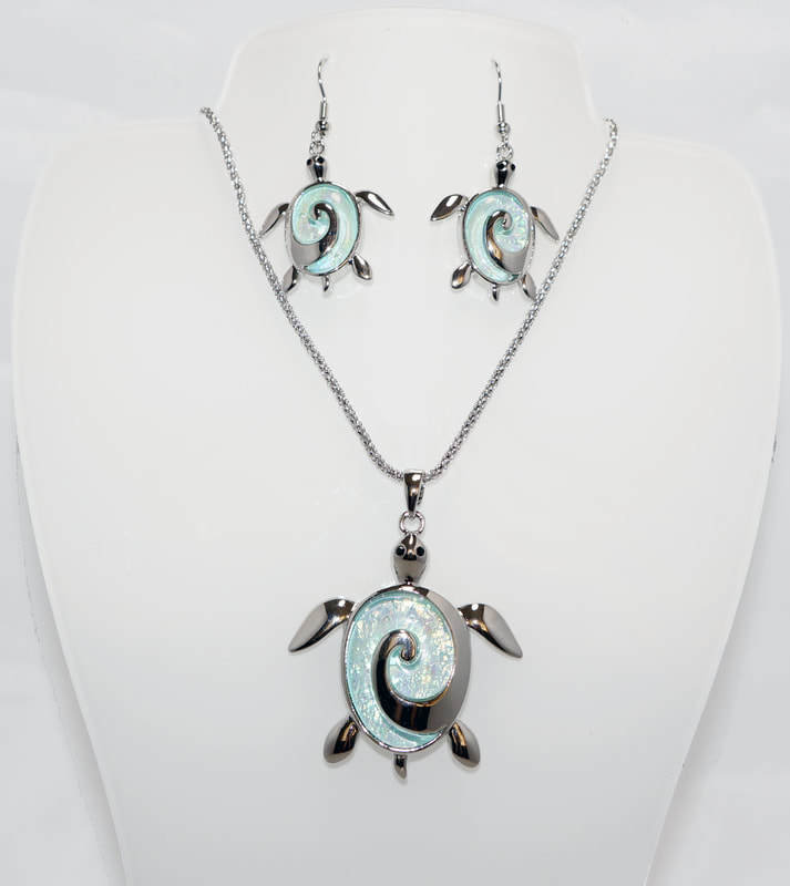 Turtle Swirl Necklace Earring Set