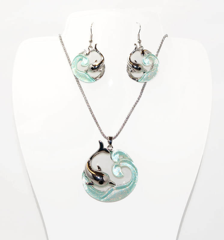 Blue Dolphin necklace set