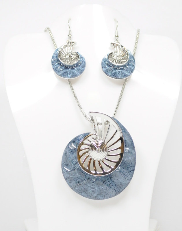 Nautilus Shell Necklace and Earrings Set