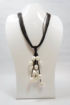 Black Leather with White Pearls