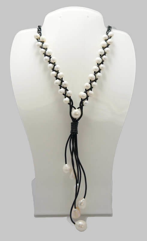 White Pearls with Black Leather