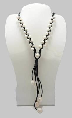 White Pearls with Black Leather