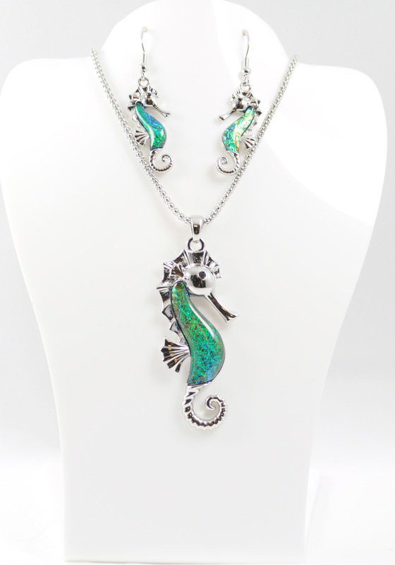 Seahorse Necklace and Earrings Set