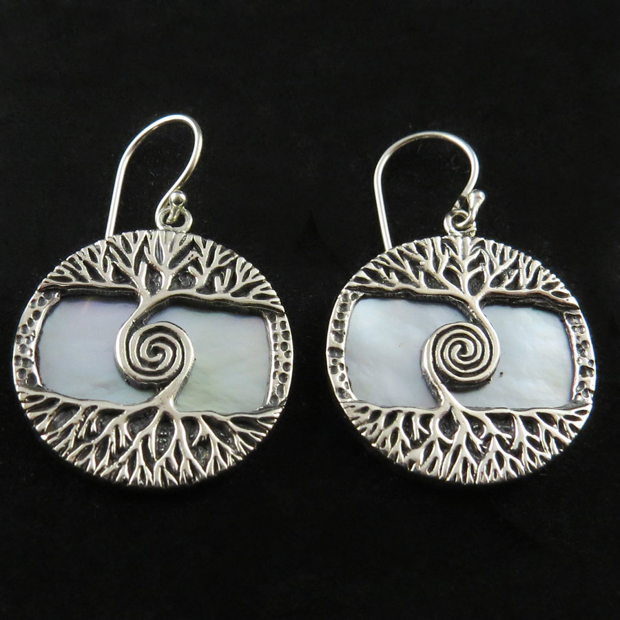 Mother of Pearl SS Tree of Life Earrings