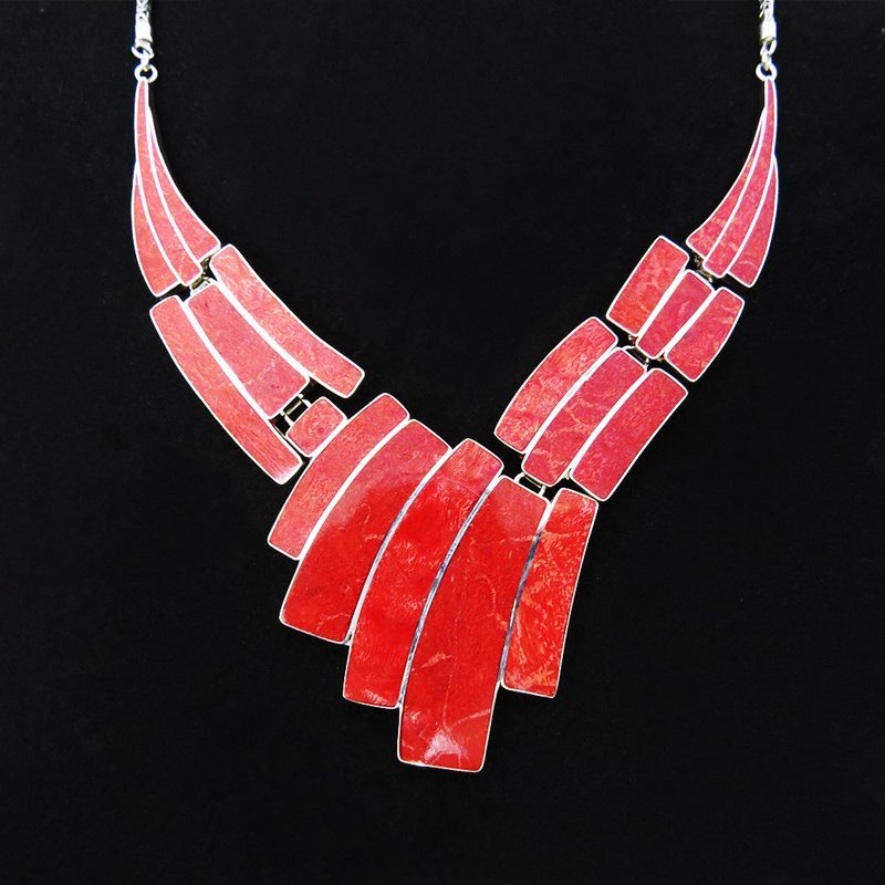 Red Coral Sterling Silver Necklace