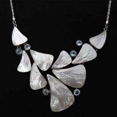 Mother of Pearl with Blue Topaz Necklace