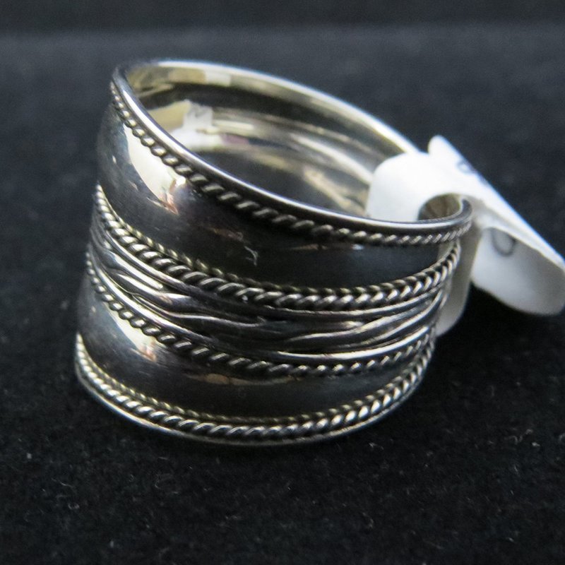 Sterling Silver Wide Band with Center Design