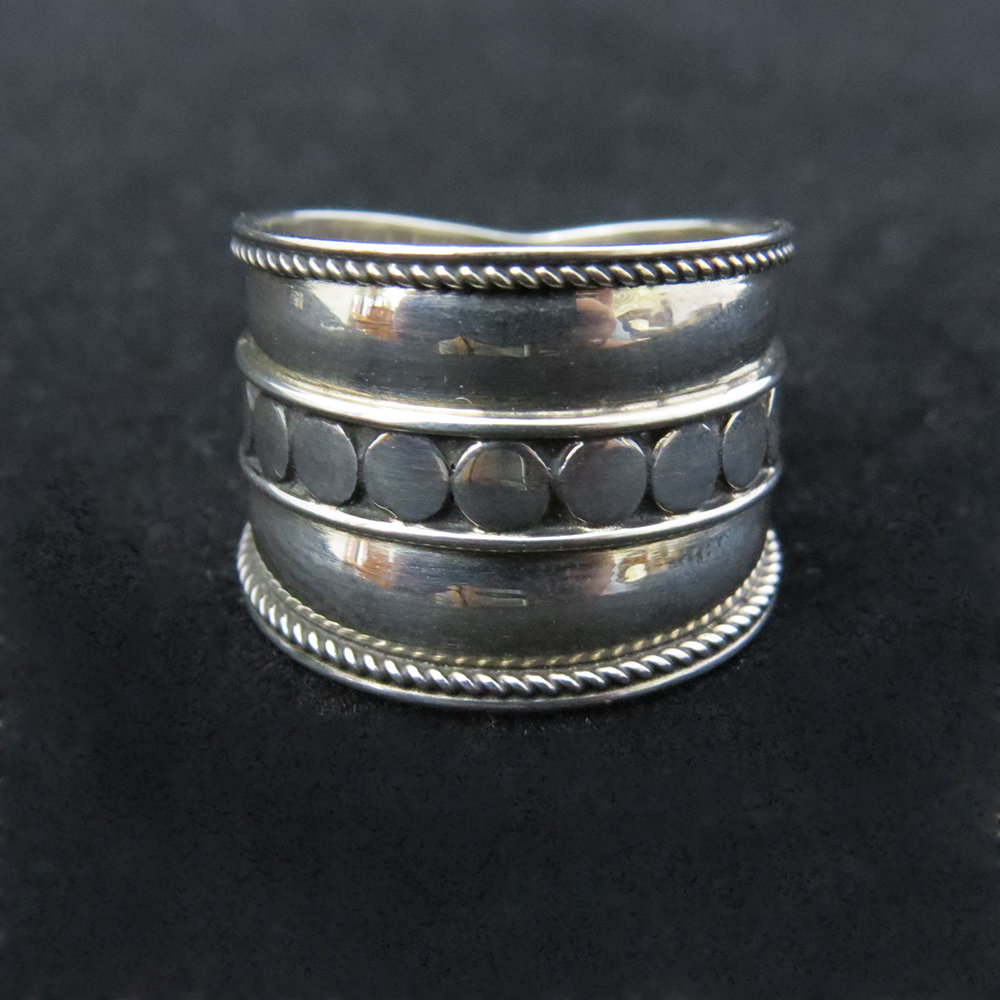Sterling Silver Wide Band With Dot Design Center