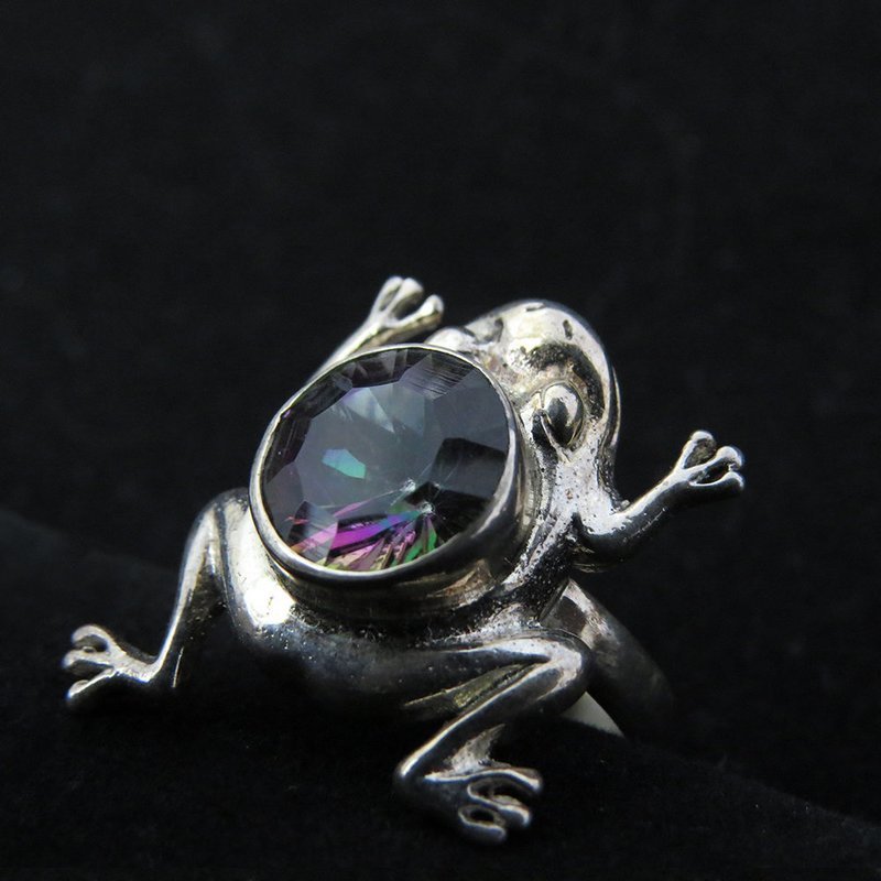 Sterling Silver Frog Design with Mystic Topaz