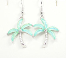 Palm Tree Light Blue Earrings