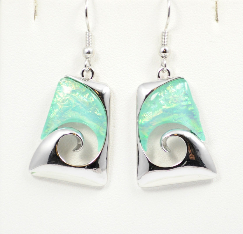 Wave Abstract Design in Light Ocean Blue Earrings