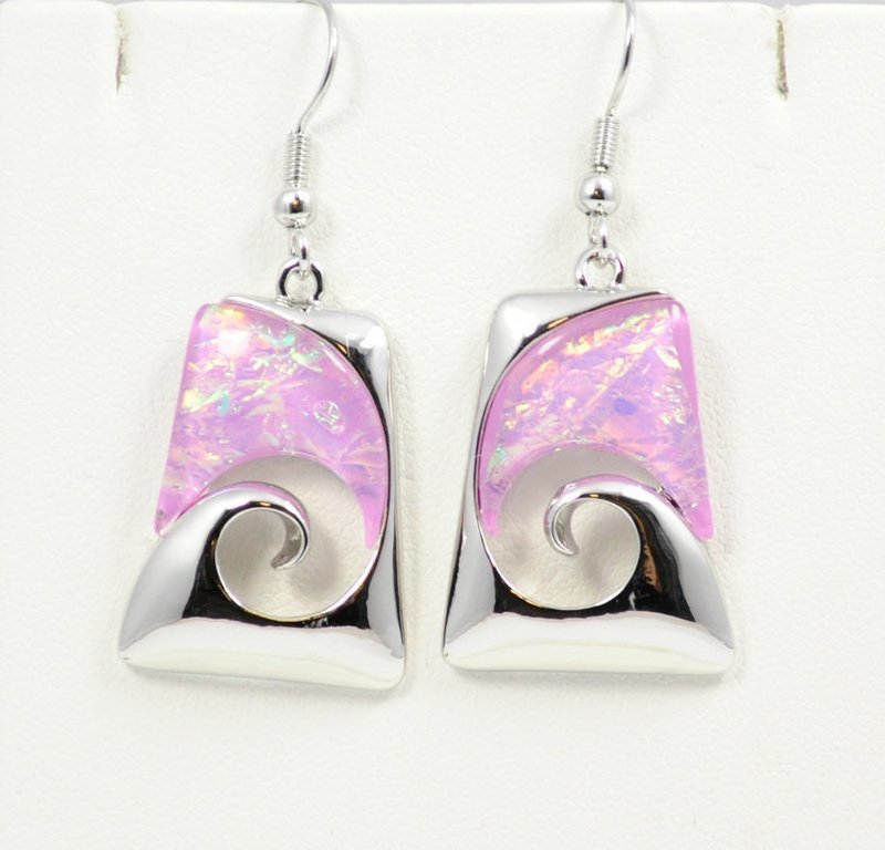 Wave Beach Pink Abstract Design Earrings