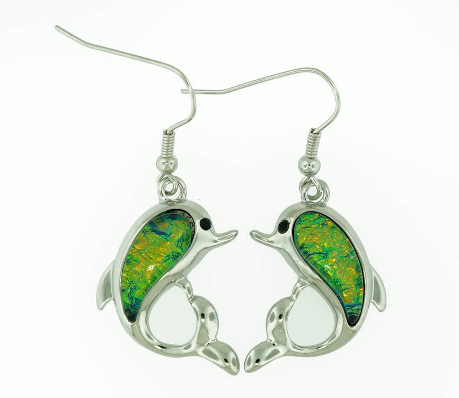 Dolphin Dark Green Earrings