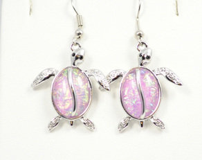 Sea Turtle Beach Pink Earrings