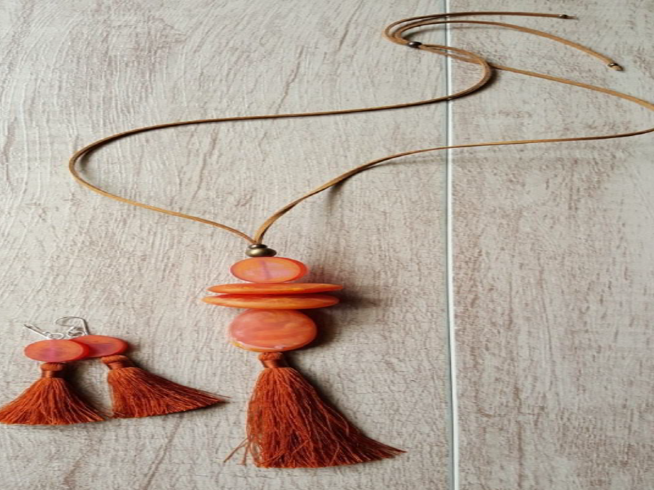 Orange Leather with Handmade Orange Beads