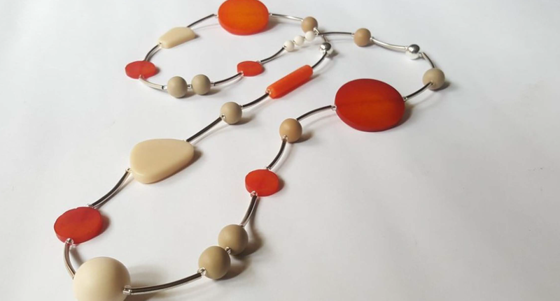 Stainless Steel with Orange and Tan