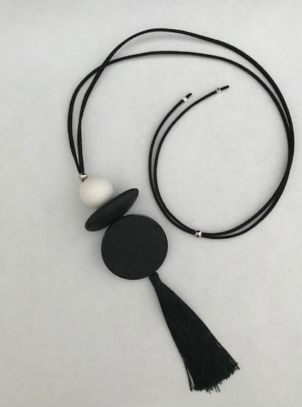 Black Leather White and Black Beads