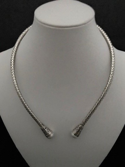 Sterling Silver Adjustable Necklace with Pearls