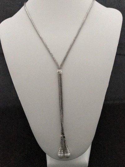 Sterling Silver Lariat Mabe Pearl Necklace