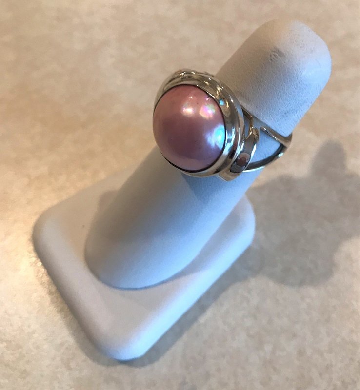Mabe Pearl Pink Sterling Silver Ring
