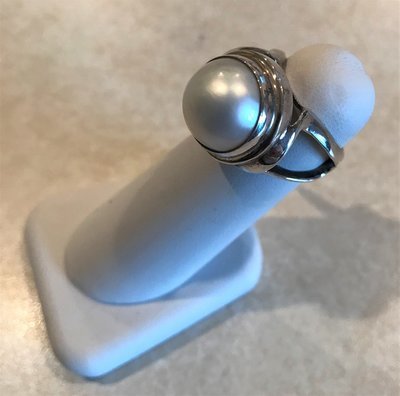 White Mabe Pearl Sterling Silver Ring
