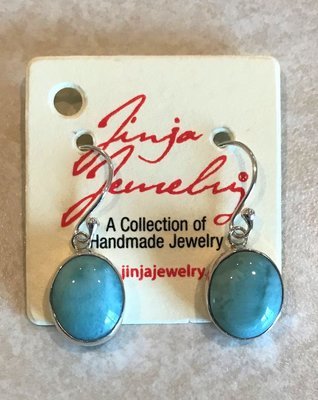 Sterling Silver Larimar Oval Earrings