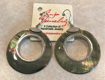 SterlingSilver Gray Mother of Pearl Open Earrings