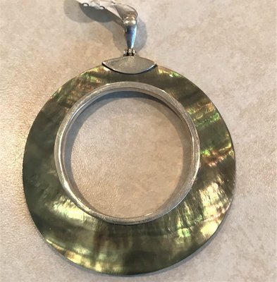 Sterling Silver Gray Mother of Pearl Open Pendant