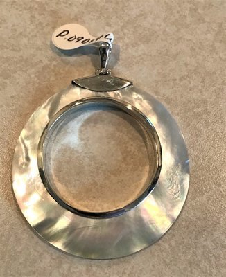 Sterling Silver White Mother of Pearl Open Pendant