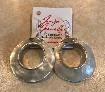 Sterling Silver White Mother of Pearl Open Earrings