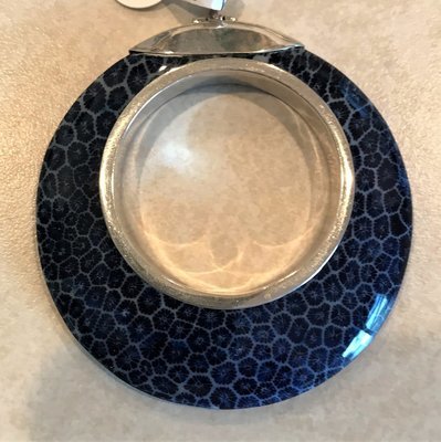 Sterling Silver Blue Coral Round Open Pendant