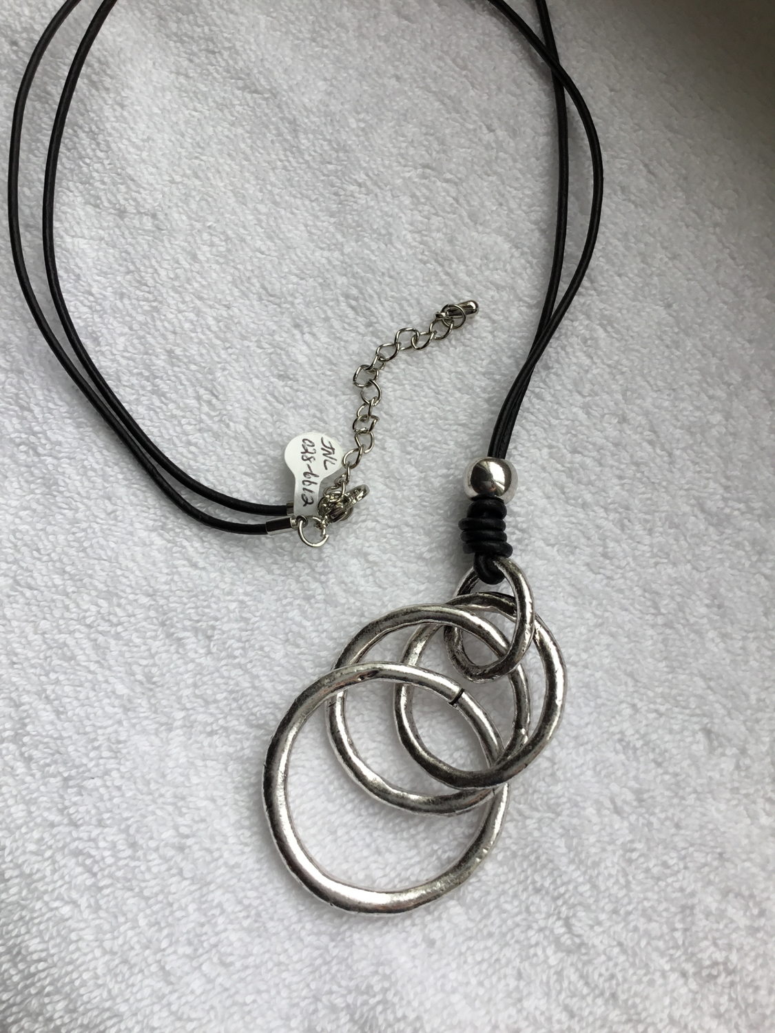 Ring and Circle Leather Necklace