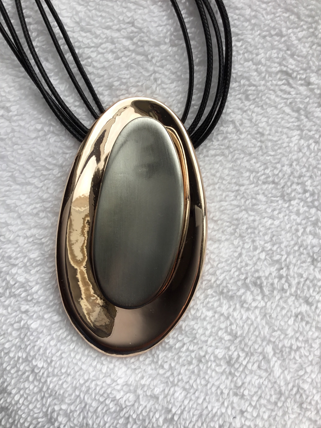 Oval Rose Gold and Metal Necklace 