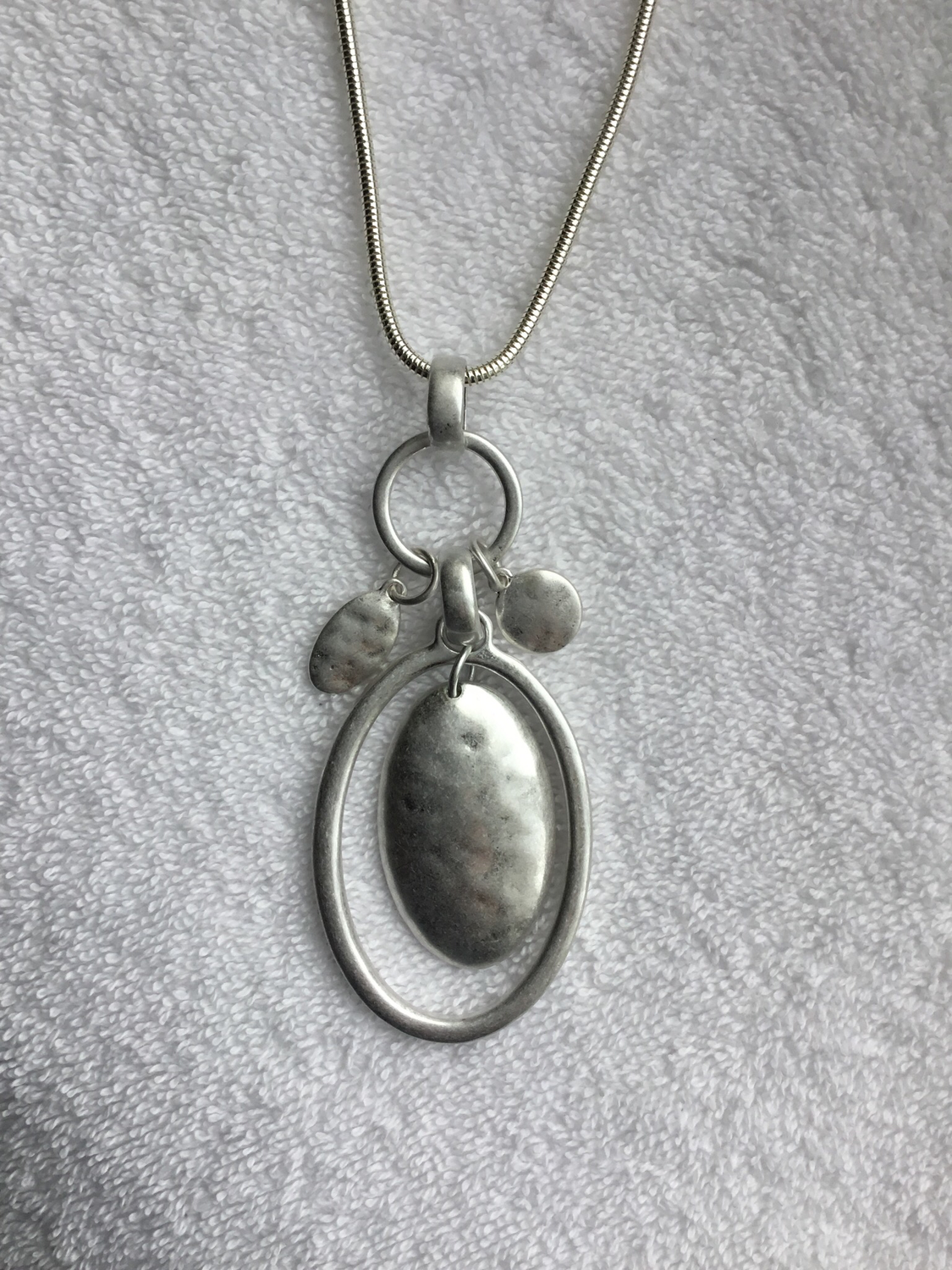 Rustic Metal Oval Necklace 
