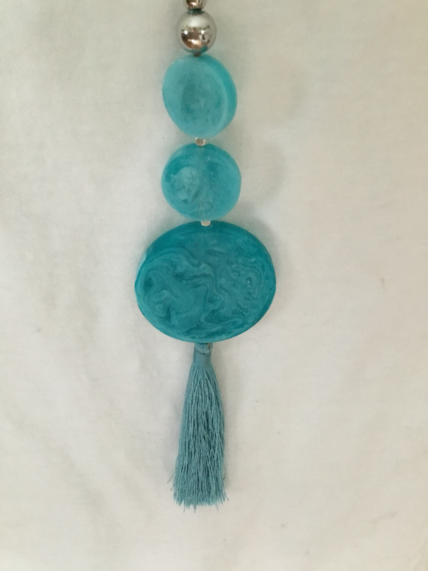 Turquoise Leather with Turquoise Handmade Beads And Tassel 
