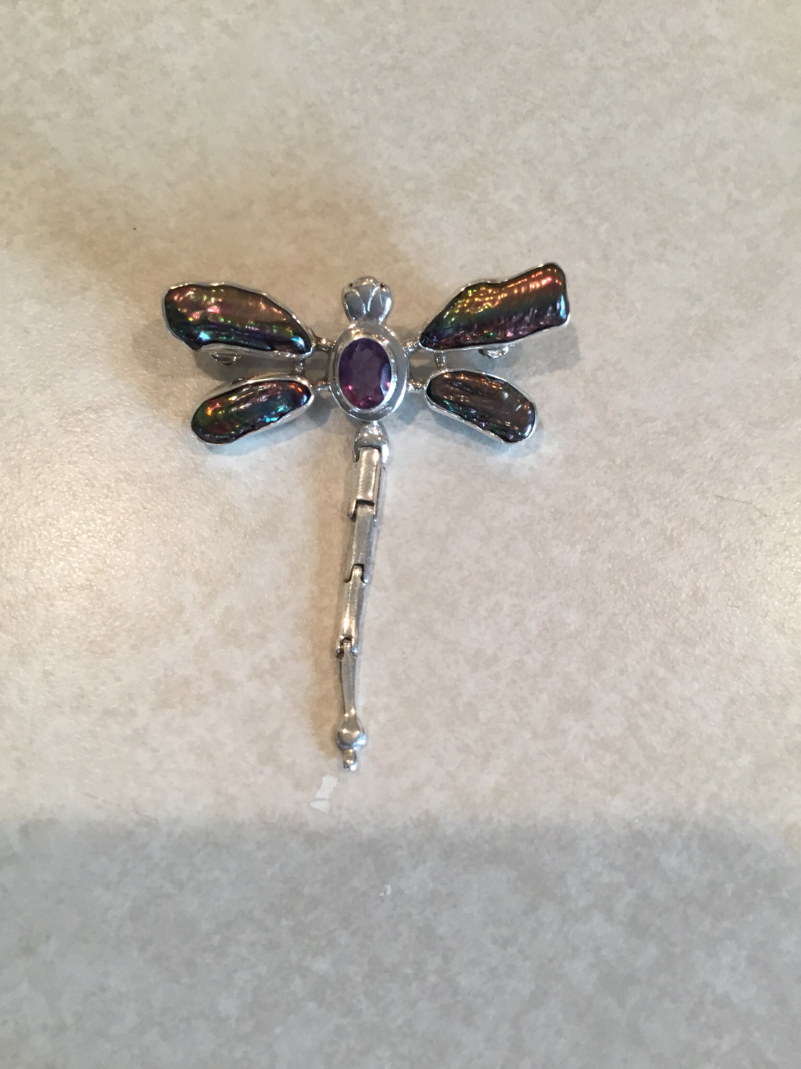 Dragon Fly with Pearls and Amethyst 