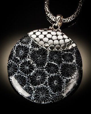 Round Sterling Silver Pendant With Famous Bali Dot Design
