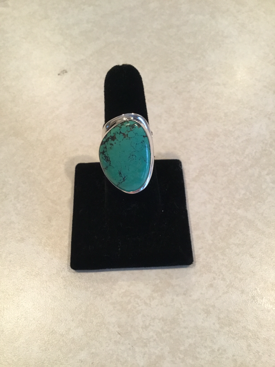 Sterling Silver Large Handmade Abstract Turquoise Ring