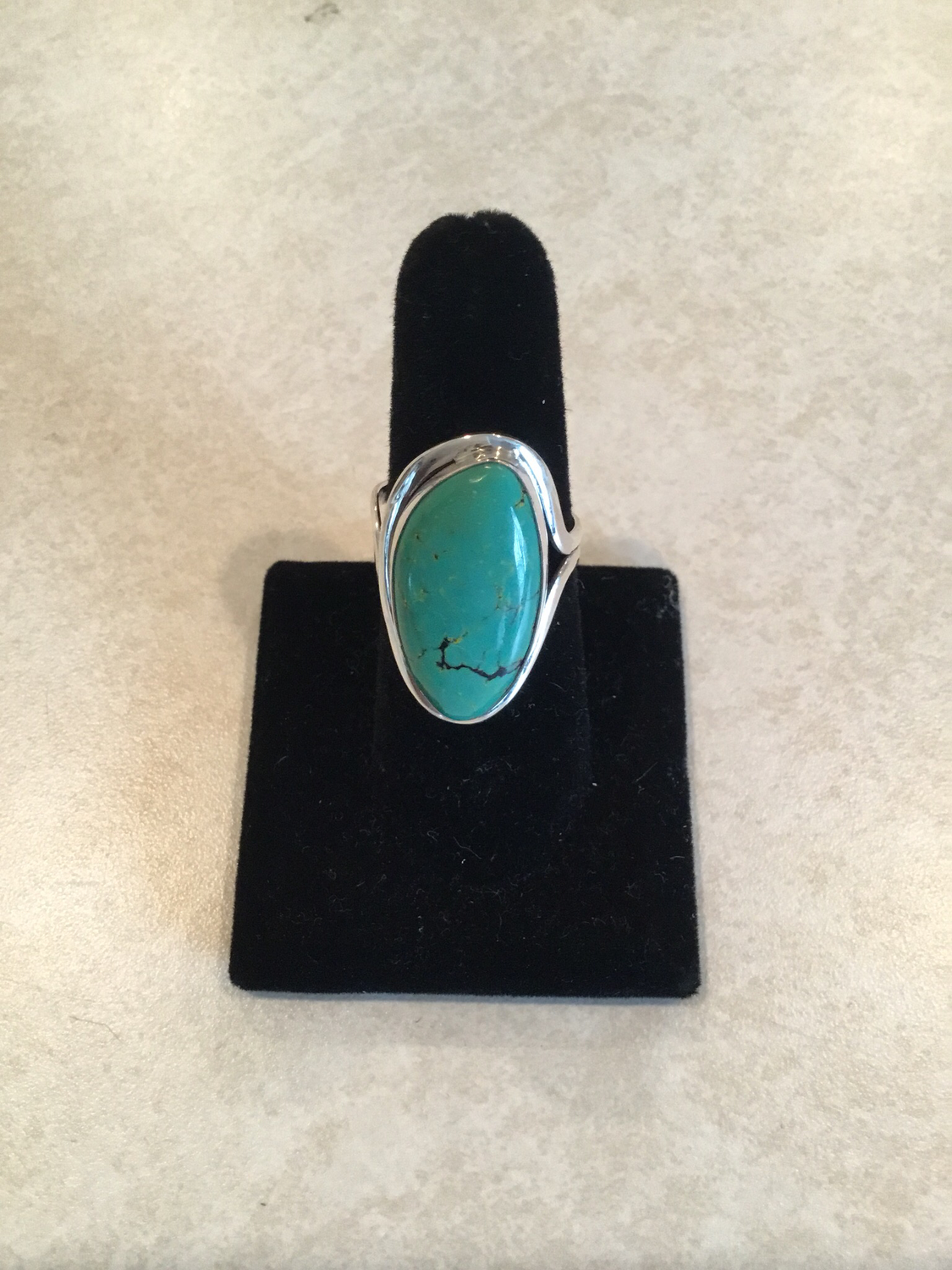 Sterling Silver Oval Angle Blue Turquoise Ring