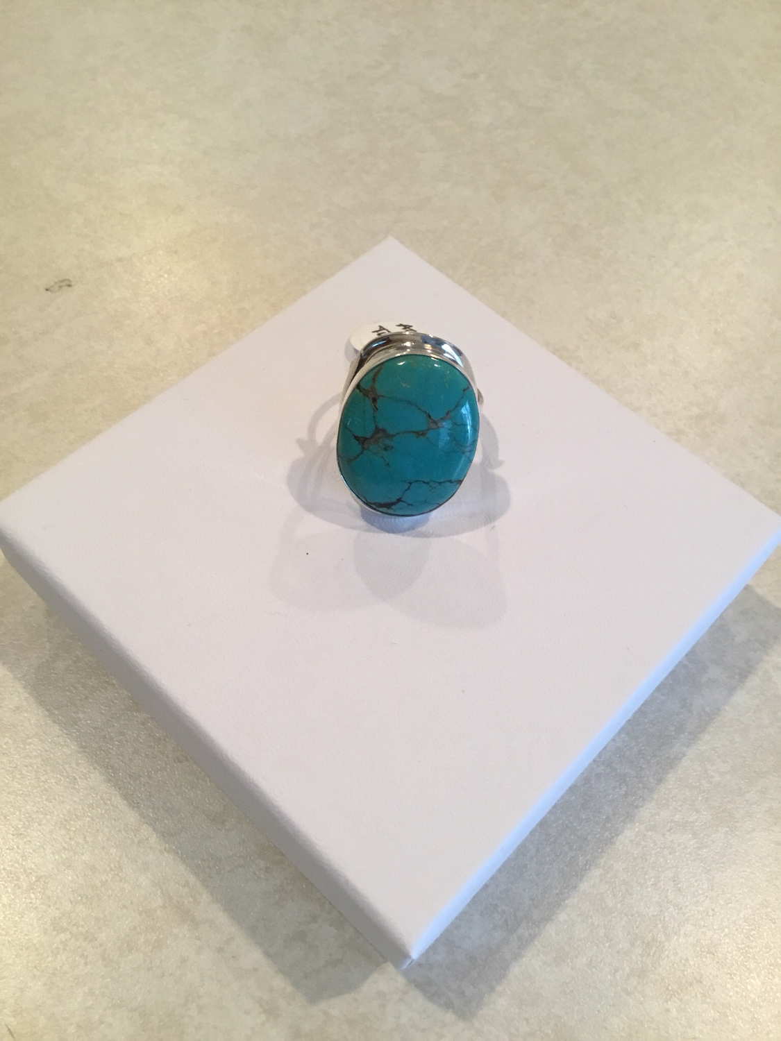 Sterling Silver Handmade Large Round Blue Turquoise Ring