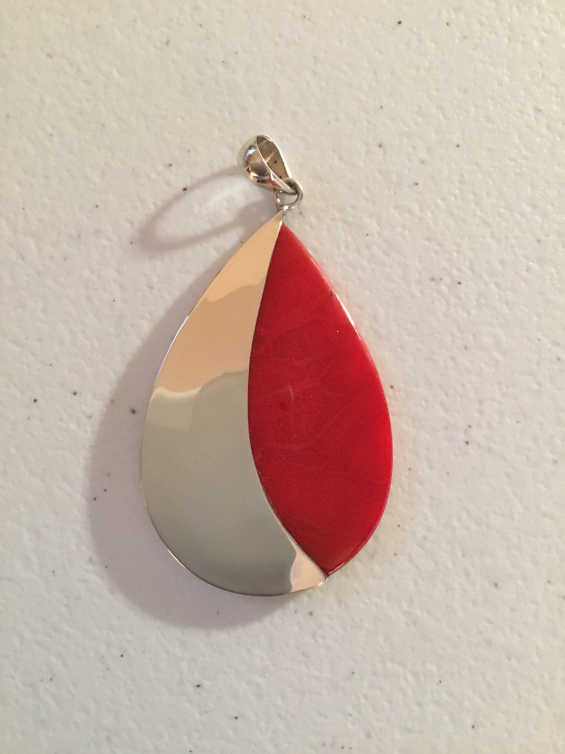 Red Coral Sterling Silver Pendant 