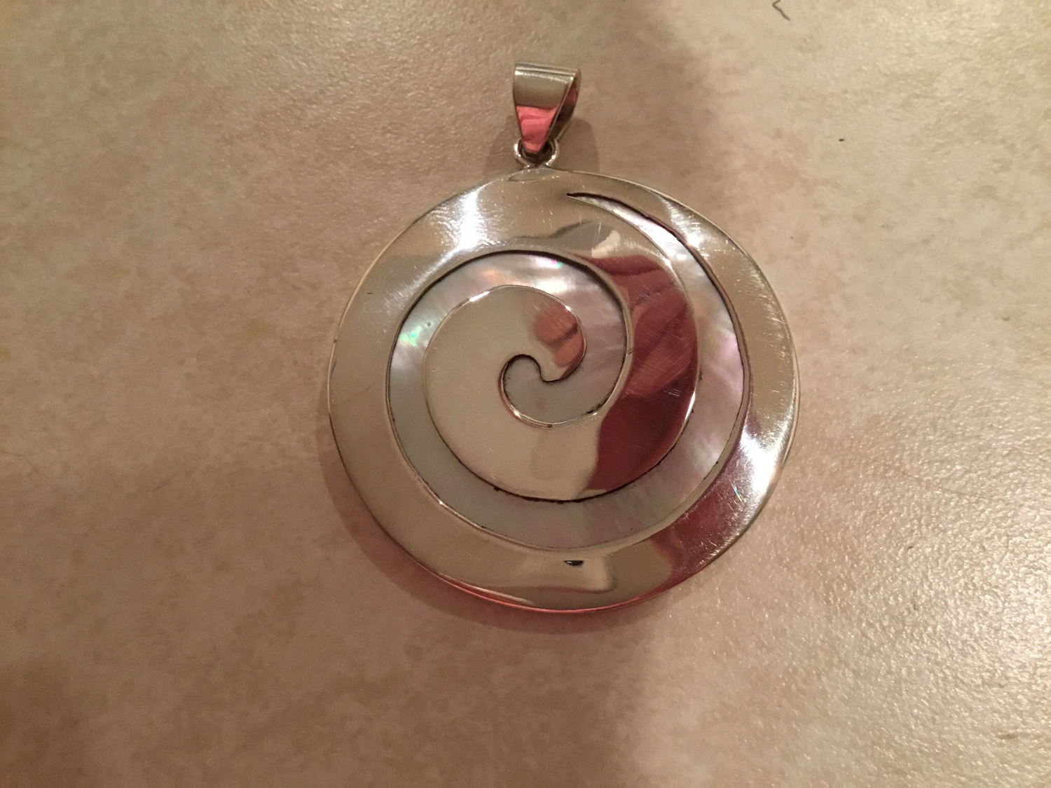 Sterling Silver Large Swirl Over Red Coral