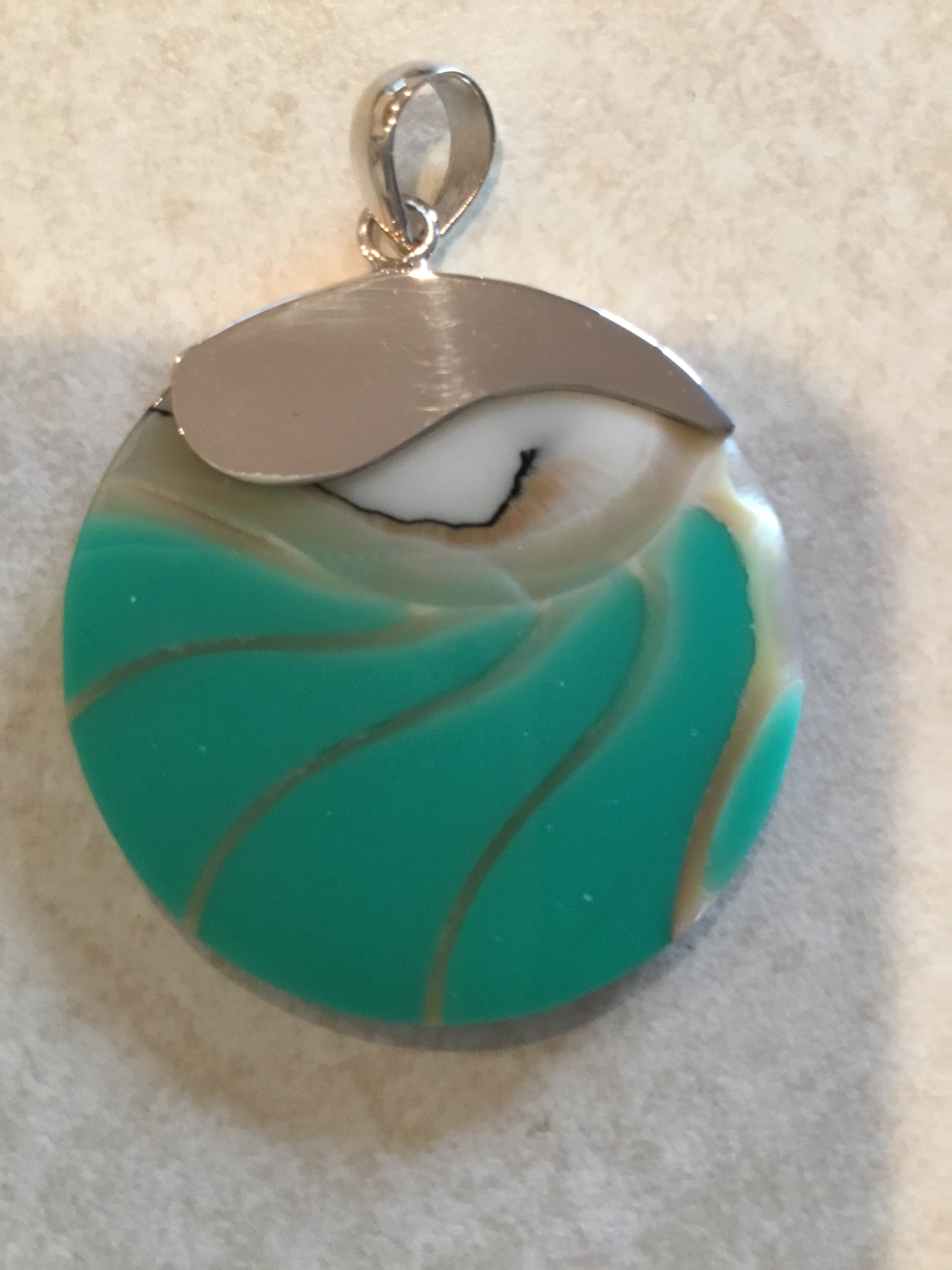 Turquoise Sterling Silver Shell Pendant 