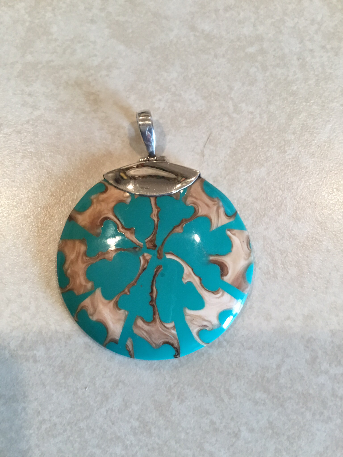 Sterling Silver Turquoise Cross Cut Pendant 