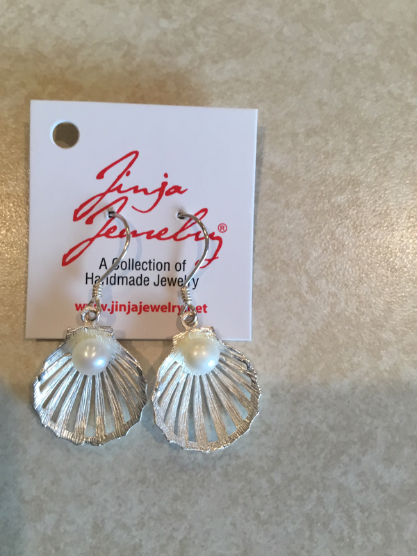 Sterling Silver Shell with Pearl Earrings