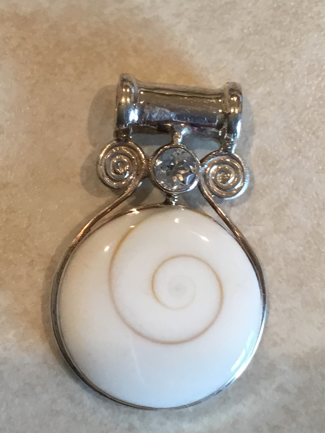 Shiva Shell Garnet Or Blue Topaz Sterling Silver Pendant