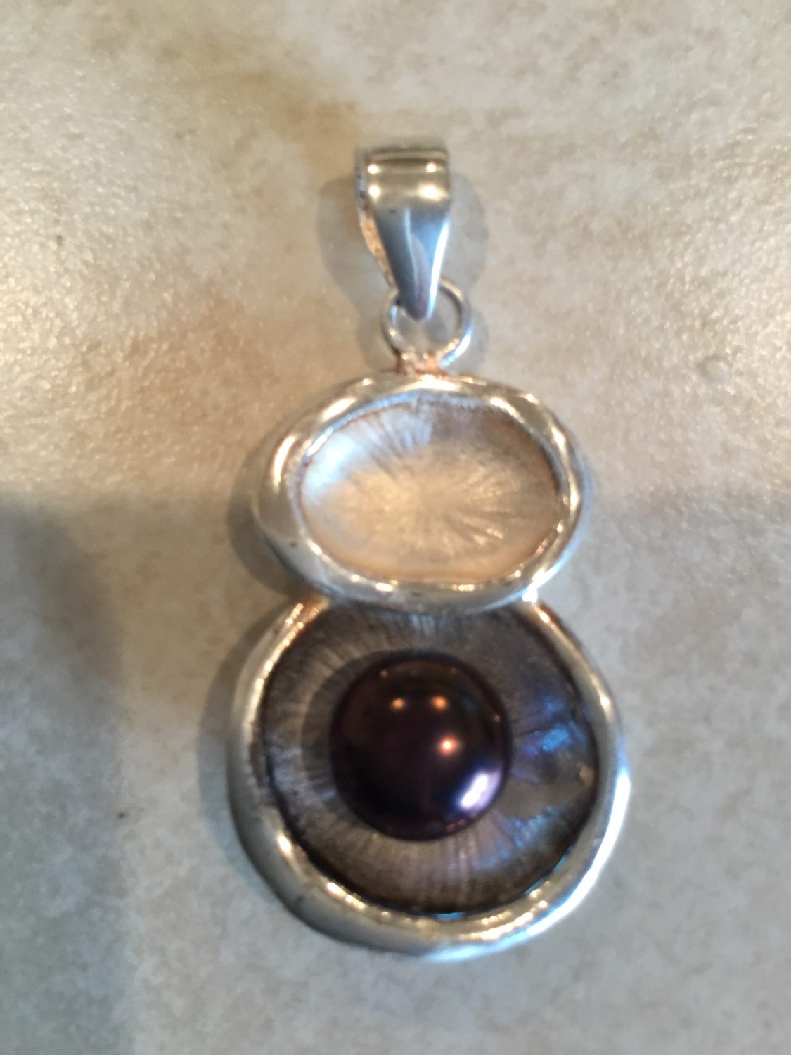 Sterling Silver Double Shell with Mabe Pearl 