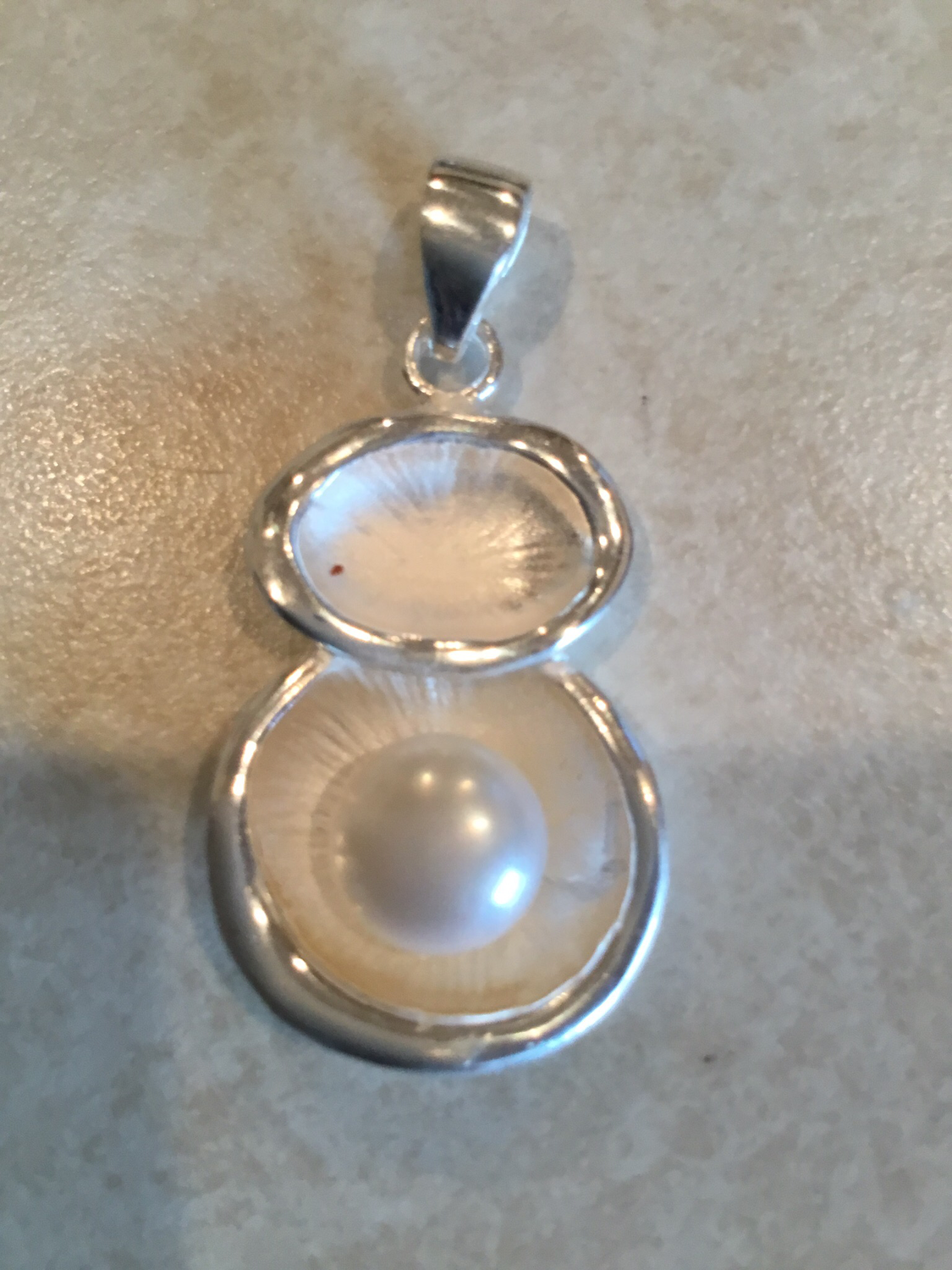 Sterling Silver Double Shell with Mabe Pearl 